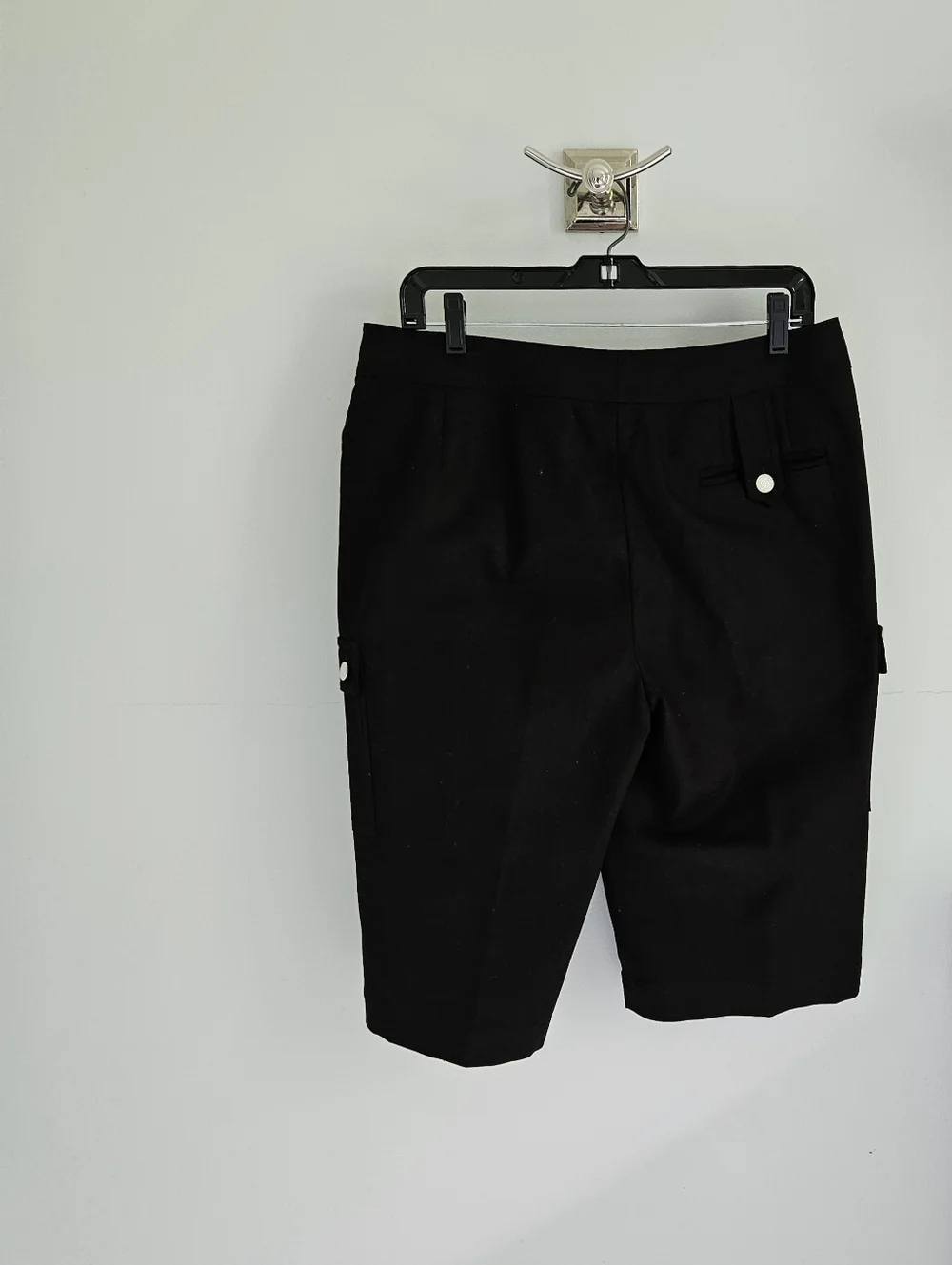 St John Vintage Black Crop Stretch Cargo Pants